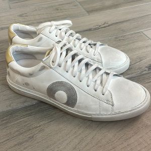 Oliver Cabell Demi White Sneakers- with gold and silver accent
